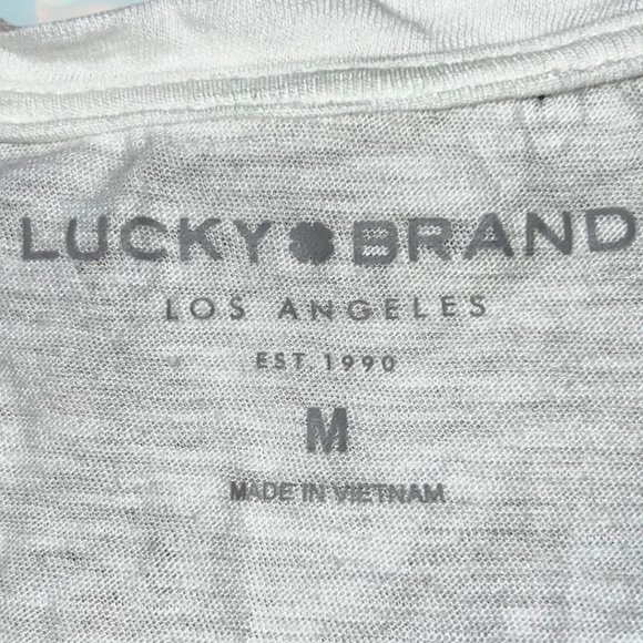 Lucky Brand Women’s Short Sleeve Pattern Tee Shirt Top Size M - Picture 3 of 4